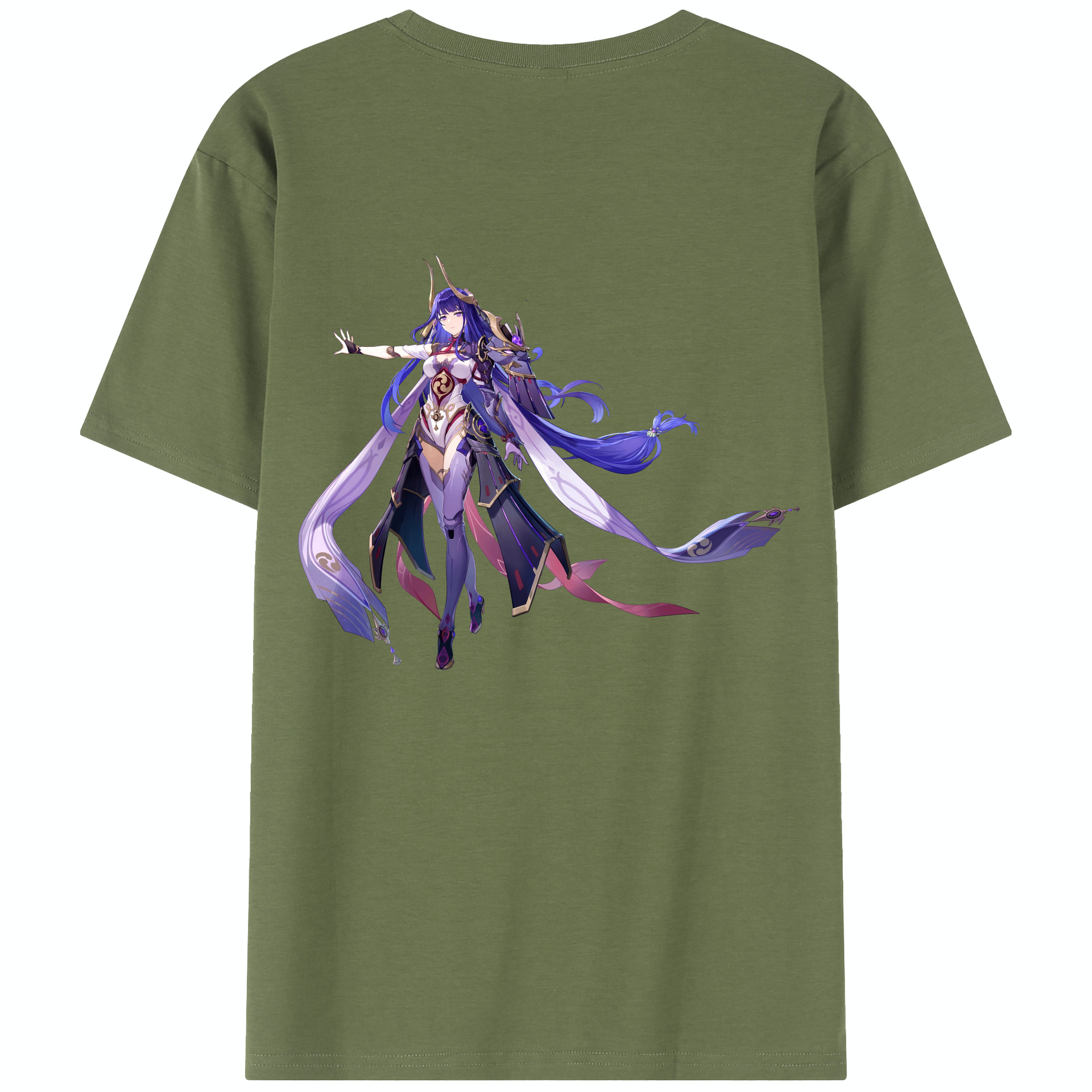 げんし神 雷電将軍 らいでんしょうぐん genshin Raiden Shogun 綿100％半袖Tシャツ（背面プリント）
